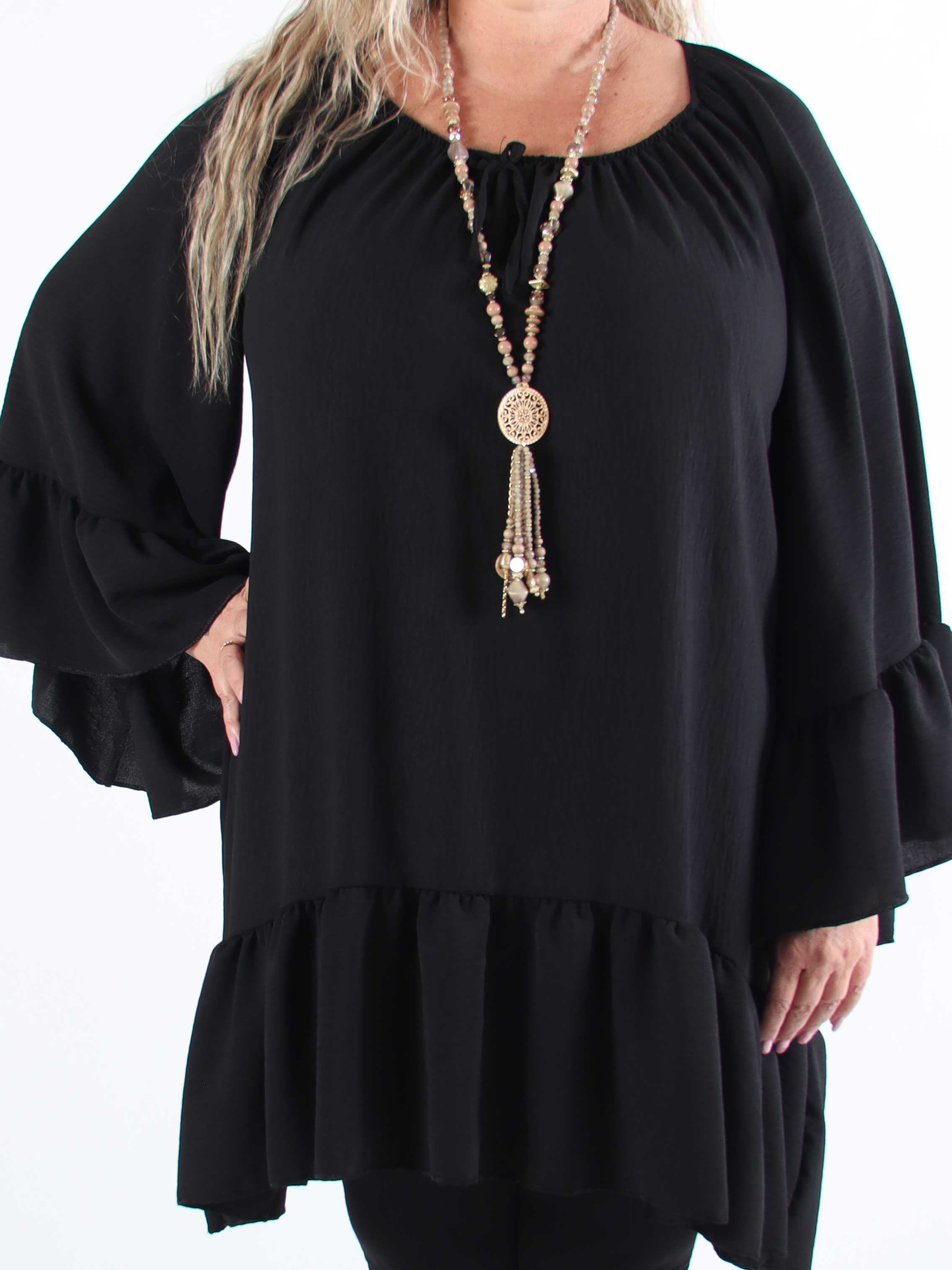 Alicia - Plus size Tunikakjole med elastik udskæring